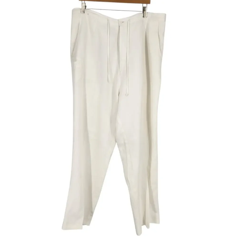 Linea Uomo White Linen Blend Trousers